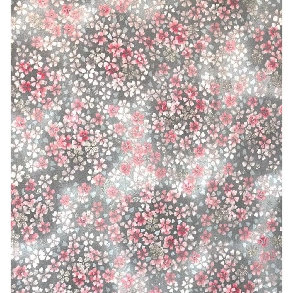Robert Kaufman Akiko Design Fabric #15698 4.13 yds Gray White Pink NEW Japan